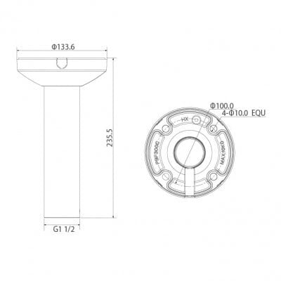 Ceiling Mount Camera Bracket - 235mm - VSBKTB300C