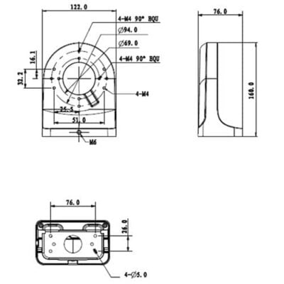 Right Angle Wall Mount Camera Bracket - VSBKTB204W