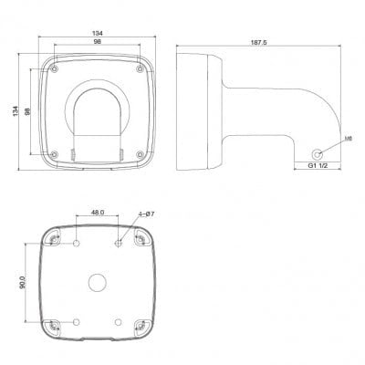 Right Angle Wall Mount Camera Bracket - VSBKTB302S-2