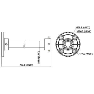 760mm Ceiling Mount Dome Bracket - VSBKTB220C