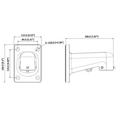 Right Angle Wall Mount Dome Bracket - VSBKTB305W