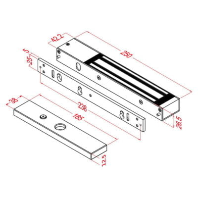 Aluminium Surface Mount Magnetic Lock - MAGLOC100S