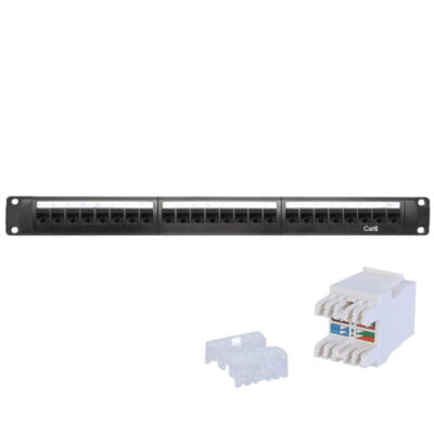 24-Port CAT6 Patch Panel + Keystones (1U) - RMC-PP24-6K