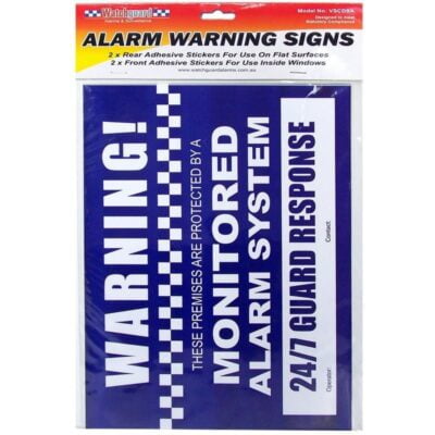 Alarm Warning Stickers A4 Size (2 x Front 2 x Rear)