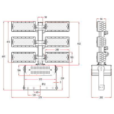 720W Adjustable LED Flood Light (6500K)