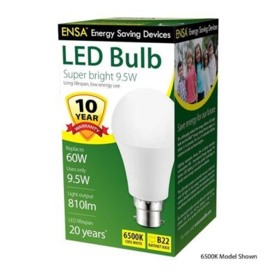 9.5W LED Light Bulb Bayonet (6500K)