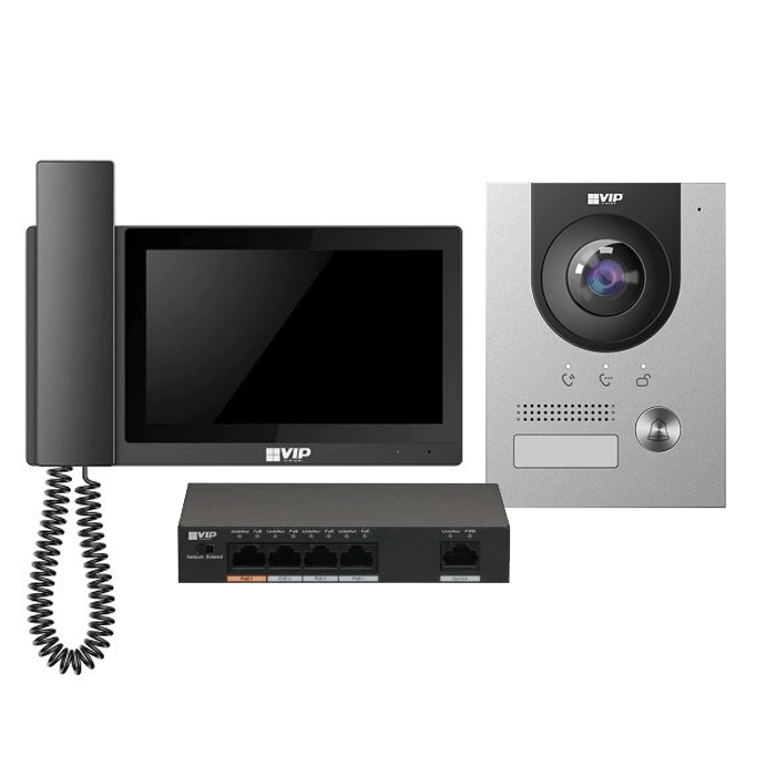 Complete Residential IP Intercom System with Handset (Black)