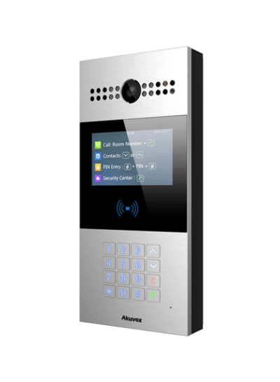 Akuvox R28A Smart SIP Video intercom, with keypad, card reader, and colour screen, mount included