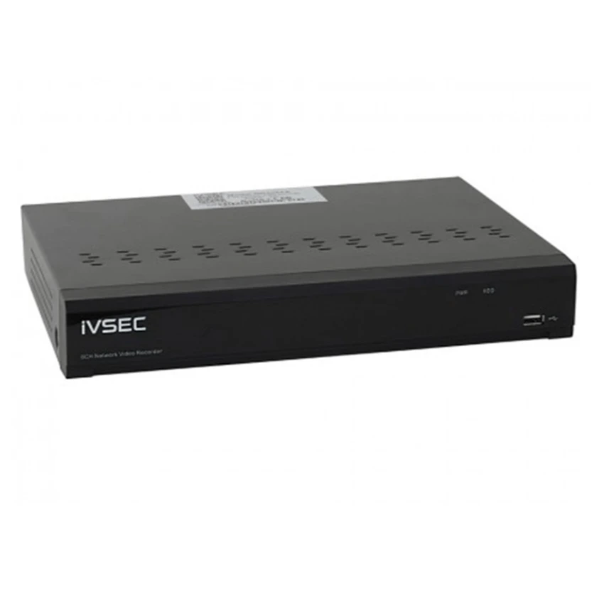 IVSEC NVR, 8 Ch, 12MP, 8 PoE+ Ports, 1 Bay, H265, 4K HDMI, IVS