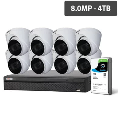 Compact 16 Channel 8.0MP HDCVI Surveillance Kit (8 x Motorised Cameras, 4TB HDD)