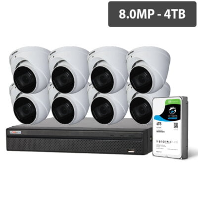 Compact 16 Channel 8.0MP HDCVI Surveillance Kit (8 x Motorised Cameras, 4TB HDD) - CVRKIT-C1684M-8