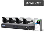 Professional 8 Channel 8.0MP HDCVI Surveillance Kit (4 x Fixed Cameras, 2TB HDD)