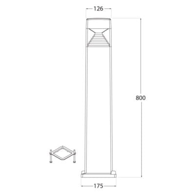 Ester 10W Square LED Bollard (Grey)