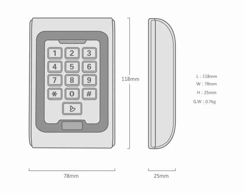 Standalone Heavy Duty IP68 Keypad with 13.56MHz RFID