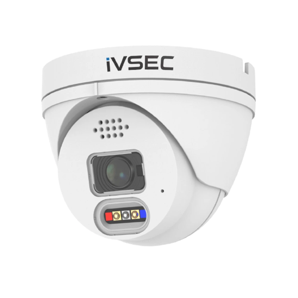 IVSEC Turret IP Cam, 8MP, Fixed Lens, IP66, 25m IR, Active Deterrent