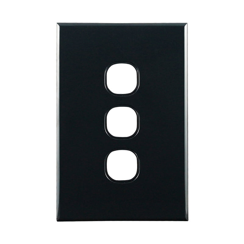 Basix S Series Grid Plate 3 Gang - Black