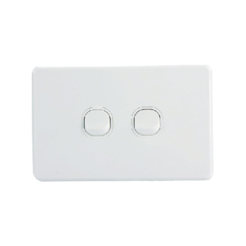 AVOL 2 Gang Light Switch 10A | White | Horizontal