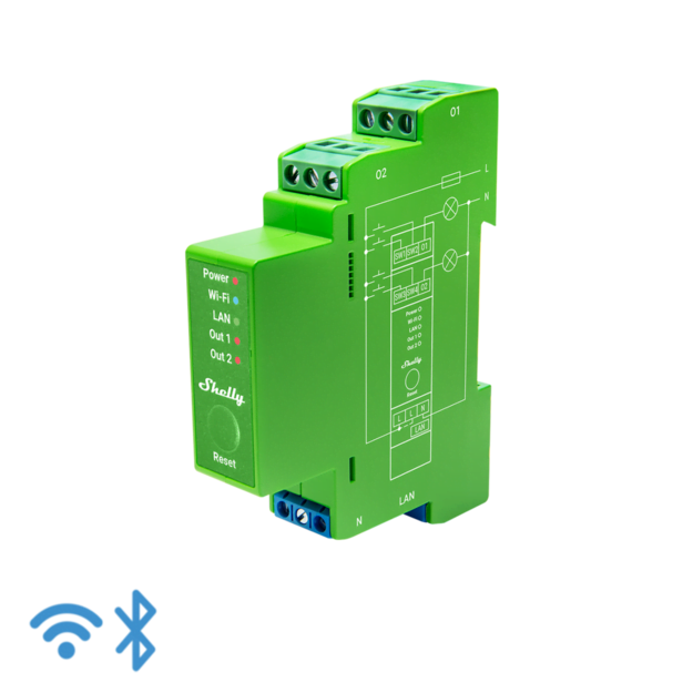 2 CIRCUIT DIN RAIL DIMMER WI-FI RELAY SWITCH WITH POWER METERING