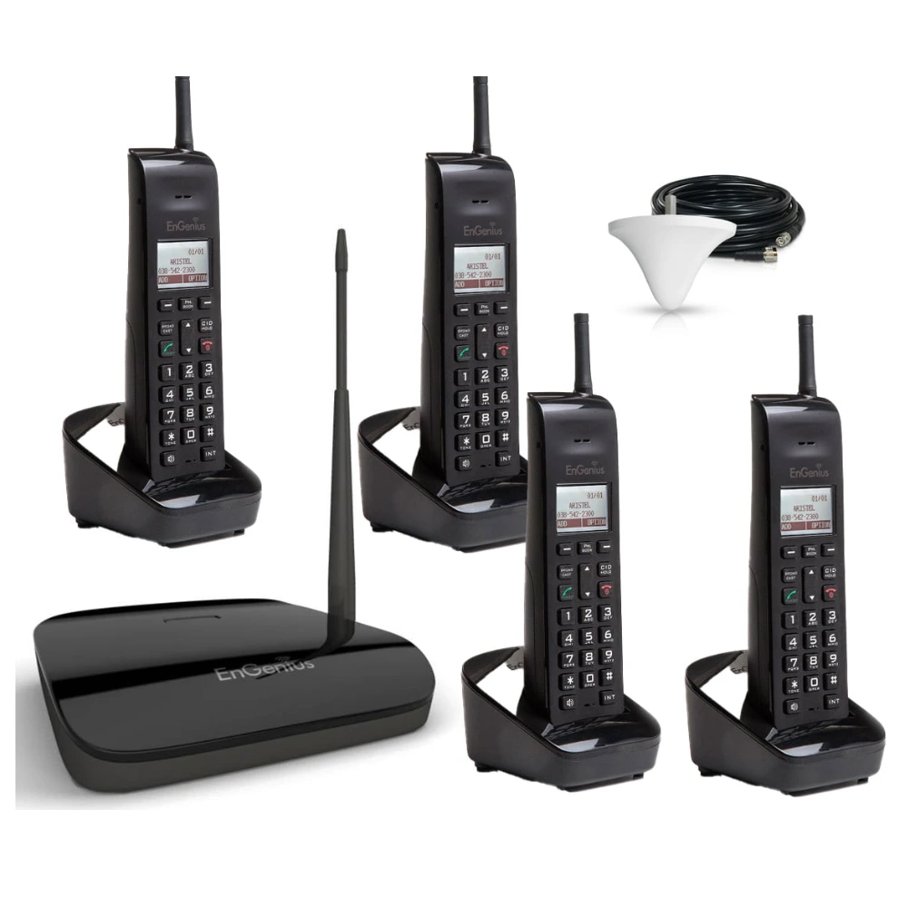 EnGenius Long Distance Office Series Cordless Phone Pack, External Antenna - Quad 20