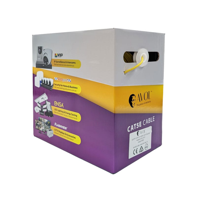 CAT5E Solid Core Cable Unshielded (Yellow) - 305m Pullbox